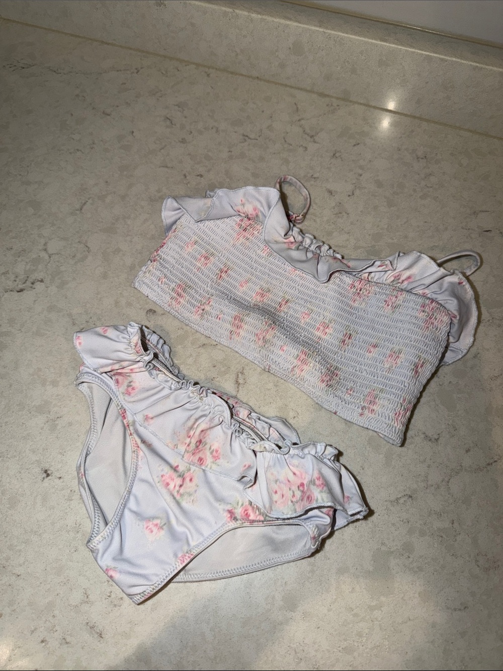 Love shack fancy Girls White Floral Ruffle Bikini Bottoms